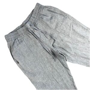 Athleta Womens S Retreat 100% Linen High Rise Wide Leg Comfort Gray Pants Beach